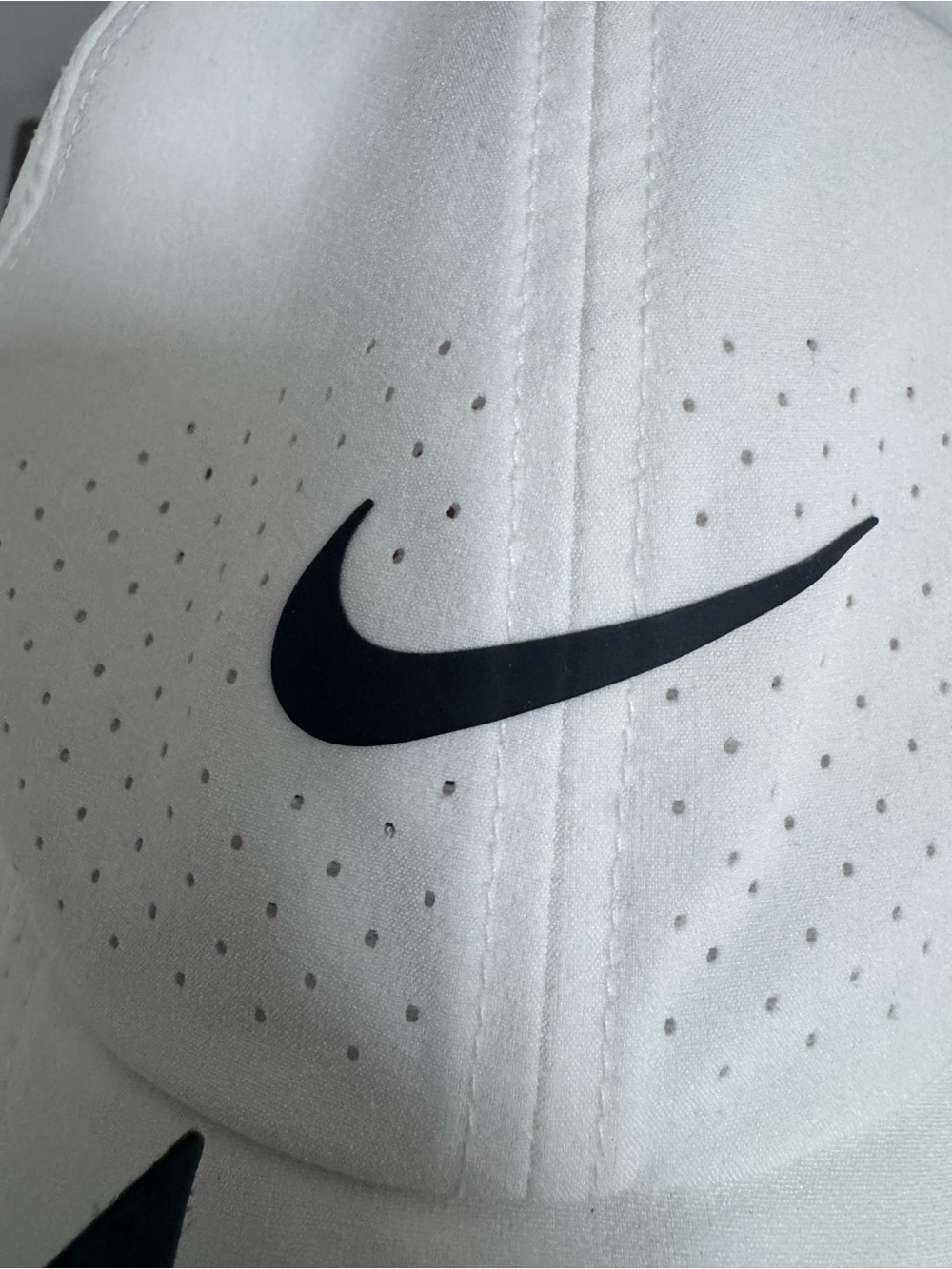 Nike White Cap with Black Swoosh - Perforated Dri-FIT O/S - Picture 5 of 6